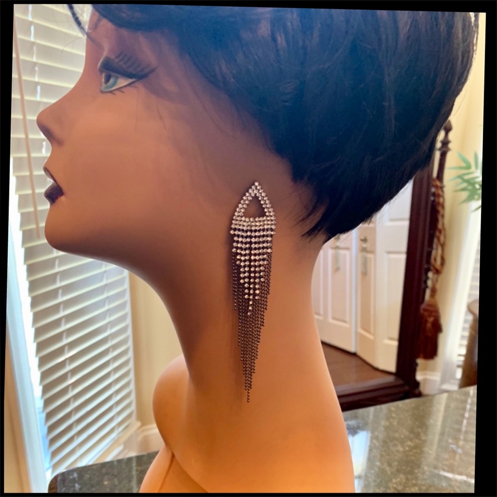 Crystal chain chainmail chain chandelier earrings